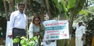 Nitu Joshi of Miam Charitable Trust and Jeetendra Pardeshi of BMC Plant Trees on World Environment Day